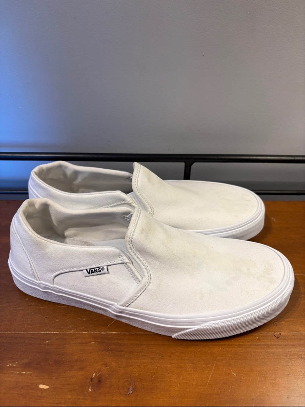 Vans Asher White Canvas Slip On Sneakers - Picture 2 of 7